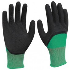Перчатки нейлоновые со вспенен. покрытием, Черно-Зеленая (12 пар)