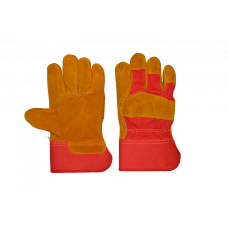 Перчатки (Р2008) спилковые комбинированные, желто-красные, (1/120пар)