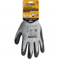 Перчатки Fiberon "Антипорез" И/У, ХБ со стекловолокном и латексным покрытием,10 (XL), (1/12/120пар)