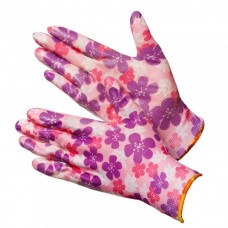 Перчатки нейлоновые с силиконовым обливом "Цветочек-Силикон" Фиолетовые (12 пар)
