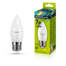 Ergolux LED-C35-7W-E27-3K (Эл.лампа светодиодная Свеча 7Вт E27 3000K 172-265В)