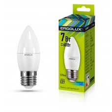Ergolux LED-C35-7W-E27-4K (Эл.лампа светодиодная Свеча 7Вт E27 4500K 172-265В)