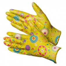Перчатки нейлоновые с силиконовым обливом "Цветочек-Силикон" Жёлтые (12 пар)
